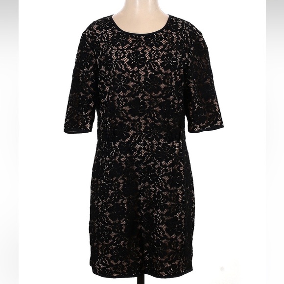 BCBGMAXAZRIA Haile Lace Romper Black Overlay Short Sleeve Women’s Size Small S - Picture 4 of 10